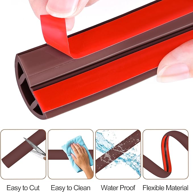 MYFAMIREA 10FT Floor Cord Cover for Wire Self Adhesive Cable Cavity Management PVC Extension Cord Hider Power Floor Wire Protector Cover Prevent Cable Trip for Office Home Outdoor (Brown, 1.97'')