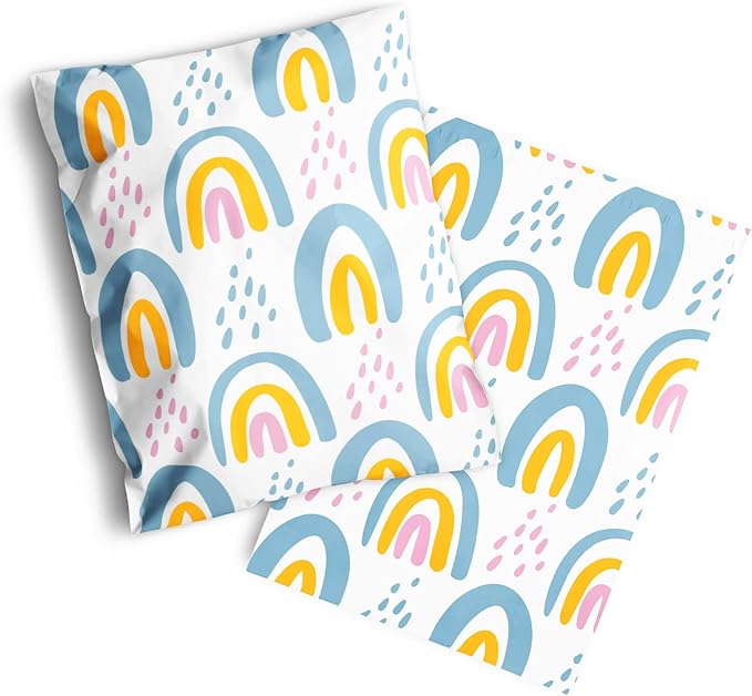 14x19 Poly Mailers – Boho Rainbow Design – Waterproof, Tear-Resistant Shipping Bags with Adhesive Seal – 100 Pack – Package Mint