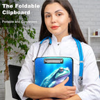 Clipboard with Storage,Heavy Duty Plastic Storage Clipboard with Low Profile Clip,Teacher Must Haves,Office Supplies,Frog in a Lake