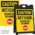 Caution Wet Floor Closed For Cleaning Do Not Enter Sidewalk Sign Kit, 18x24 Inches, With A Frame Stand, Made in USA