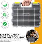 Andalus Tools Organizer Box, Small Parts Storage 34-Compartment Double-Sided Portable Hardware Organizer Removable Plastic Dividers for Screws, Nuts, Bolts, Nails – Yellow (1 Pack, 12.5" x 10.5" x 3")