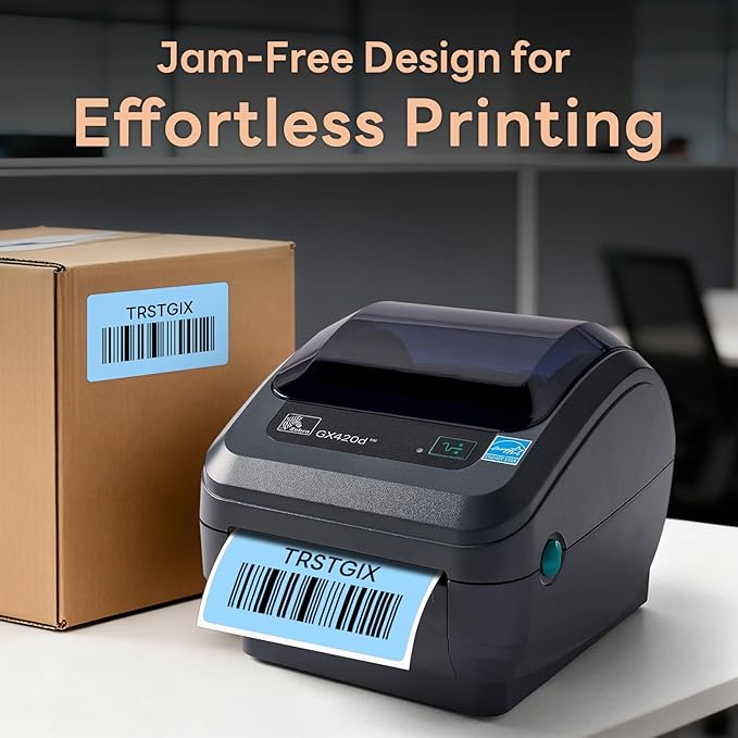 2.25" x 1.25" Direct Thermal Labels, Strong Adhesive Stickers Compatible with Zebra, Rollo, Munbyn & Most Desktop Thermal Printers (6 Rolls / 6000 Labels, Light Blue), TRSTGIX