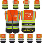 BeautyWill Custom Logo Safety Vest Class2 High Visibility Reflective Vest Breathable Construction Vest