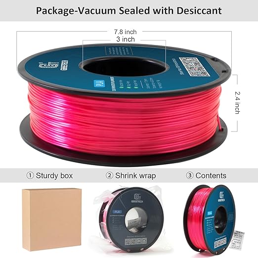 Geeetech Silk PLA Filament 1.75mm, Metal-Like Shiny Silk Rose Pink 3D Filament 1kg (2.2lbs) 1 Spool, Dimensional Accuracy +/- 0.02 mm, Fit Most FDM Printer (Magenta)