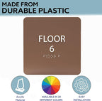 6" X6" Floor 6 Sign - ADA Compliant Tactile Graphics Grade 2 Braille Text Acrylic Wall Signs - Directional Assistance, Floor Number Safety Sign for Office, school Hospital, Apartment