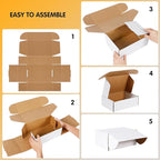 13x10x2 inch Small Shipping Boxes Set of 25, White Corrugated Cardboard Box Literature Mailer for Mailing Packing Moving and Storage