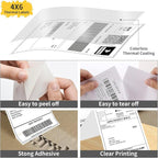 4 x 6 Inches Thermal Labels Fanfold Direct with Perforations for Thermal Printer, Permanent Adhesive Smoothly Printing Compatible Zebra/Rollo Thermal Label Printer (1000 Sheets)