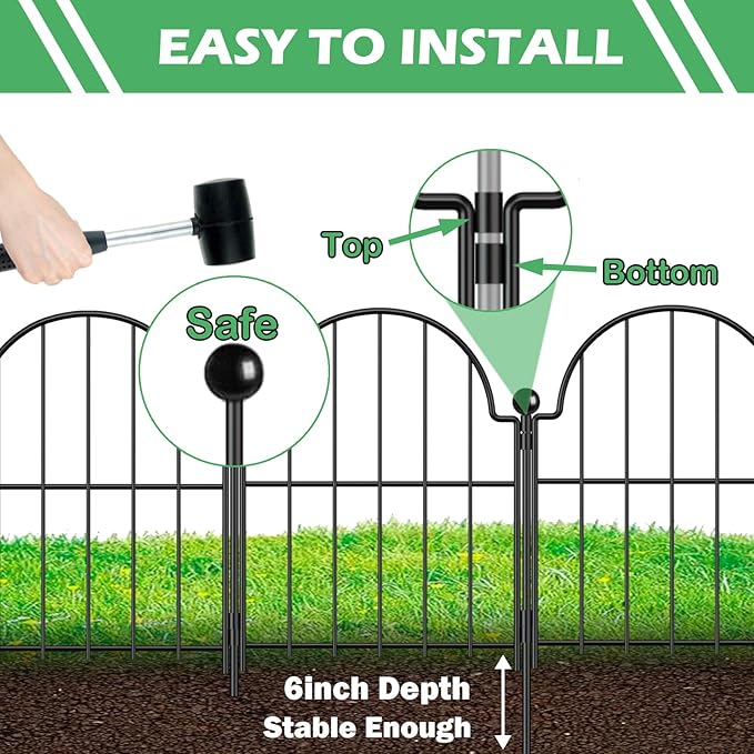 Garden Fence, 22 in(H) x 21 ft(L) Arched Rustproof Metal No Dig Fence Garden Fence Border, Ground Stake Animal Barrier Fence for Rabbit Dog, Outdoor Landscape Decor for Yard & Patio,19 Pack