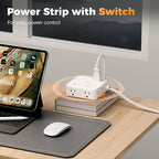 TESSAN 10 Ft Surge Protector Power Strip, 4 USB(2 USB C) 8 Outlets, Flat Plug Extension Cord with Multiple Outlets, 2100J Protection, 20W Desk Charging Station for Home, Office, Dorm Room Essentials
