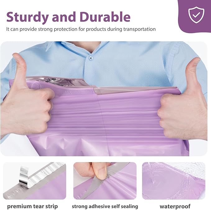 Fuxury Large Poly Mailers 24x24 Inch 100Pcs, Waterproof Shipping Bags for Clothing, Strong Adhesive Shipping Envelopes for Small Business Suppliers, Self Seal Mailers Poly Bags Mailing Bags Purple
