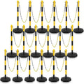 Konohan 18 Sets 34 Inch Parking Cone Delineators Post Traffic Cone Plastic Stanchion Set Stands Parking Barrier with Base 6.6 ft Chain S Hooks Reflective Collar (Yellow,Black)