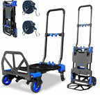 2 in 1 Hand Truck Dolly Foldable, 330LB Folding Hand Truck Heavy Duty Carrying, Folding Hand Cart with Retractable Handle Dolly Cart for Moving