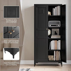Yizosh Metal Pantry Cabinet,Tall Kitchen Pantry Storage Cabinet with Doors and Adjustable Shelves - 61" Black Cupboard Cabinet for Kitchen, Living Room,Dining Room,Home