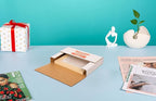 50 Pack 9x6x1.3 inch Mailing Boxes, Multi-Depth CD DVD Corrugated Cardboard Boxes with Fragile Stickers for Shipping, Storing, Package, Business or Home, White