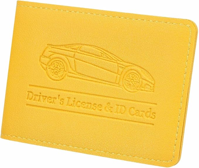 HARFINGTON Car Registration and Insurance Holder PU Leather Vehicle Glove Box Organizer Storage Accessories Car ID Holder with 8 Pockets for License ID Card Bank Card Documents, Yellow