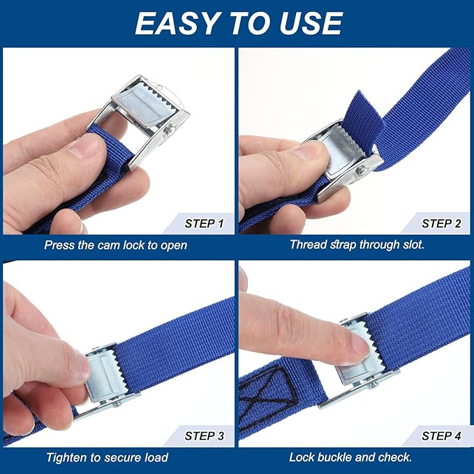 PATIKIL Lashing Straps 1" x 39 Ft, Tie Down Strap Cam Buckle Adjustable Ratchet Straps 551 lbs for Cargo Trucks Motorcycle Luggage, Blue