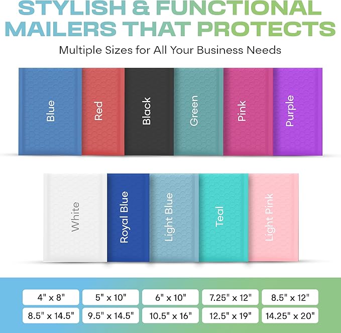 White Small Poly Bubble Mailers 5x10 inch #00 | Self Seal Padded Envelopes | Cushioned Bubble Mailer | Usable Size 5x9 | WaterProof | Lightweight mailing Shipping Bags | 250 Pack Bulk | Made In USA