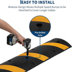 3 Pack 6FT Speed Bumps for Road, Heavy Duty 25,000 Lbs Capacity Traffic Rubber Speed Humps with 2 Channel Floor Cord Cover for Asphalt Concrete Gravel Cable Protector Ramp