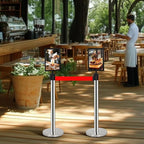 VICASKY Stanchion Sign Holder Queue Barrier Crowd Control Barriers Retractable Rope Supermarket Entrance Security Tape Belt Steel Ropes Heavy Duty Stanchions Holder Stainless Frame Stand