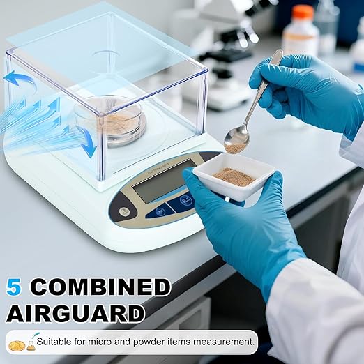 Lab Scale 500g*0.001g,High Precision Accurate Analytical Balance with Windshield,Lab Scale Electronic Scientific Scale Digital Precision Weighing Scale Jewelry Scales(with 200g Calibration Weight)