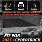TripleAliners Truck Bed Mat Compatible with 2025 2026 Tesla Cybertruck Accessories Vehicle Perfectly Flush All Weather Protection TPE Heavy Duty Pickup Car Bed Cargo Mat (Corrugated Design Front Wall)