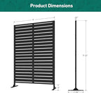 Modern Shade Metal Privacy Screen 72" H x 48" W, Freestanding Decorative Outdoor Privacy Fence Panels for Instant Privacy & Space Division, Patio Screens for Patios Outside Outdoor, Black, 2 Panel