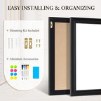 4 THOUGHT Dry Erase Board, 18 x 24 in Magnetic Whiteboard Black Vintage Wood Frame Wall-Mounted White Board Decorative Notice Board for School, Office, Home, Kitchen with 8 Magnets 4 Markers 1 Eraser