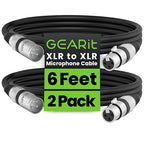 GEARit XLR Male to Female Microphone Cable (6 Feet, 2-Pack) 3-Pin Balanced Shielded Mixer, Recording Studio, Podcast - Black