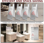 4 Pcs Stainless Steel Wet Floor Caution Sign, 24 Inch Portable Handle Bilingual Signaboard, Commercial Use Foldable Wet Floor Sign for Kitchen, Restaurant, Shop, Silver