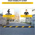 6 FT Heavy Duty Rubber Speed Bump 6-Pack, Driveway Cable Protector Ramp with Installation Bolts for Parking Lots, Garage & Gravel Roads