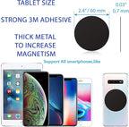 Tablet Metal Plates for Magnetic Car Mount, Wall, Magnets Kit. Replacement Set 2.4" of 12 Large Black Round Iron Discs for DIY, Crafts. 3M Adhesive Backing Steel Cell Phone Case Stickers 12 Pack