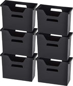 IRIS USA Medium Portable Desktop File Box with Open Lid, 6 Pack, Side Handles, Tabs & Inserts, Hanging File Folders, Letter-Size File Magazine Newspaper Mail Document Notebook, Black