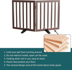 ZJSF Freestanding Indoor Dog Gate for House Foldable Wood Puppy Gate for Doorways Pet Gate for Stairs Extra Wide Pet Fence, Brown, 24" Height 2 Panels