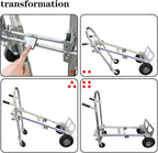 3 in 1 Convertible Hand Truck Dolly Cart with Wheels Heavy Duty/with 4 Wheels &Brakes /1000Lbs Load for Furniture/Electrical Appliance/Carton/Warehouse/Office /10 Minutes to Install as Video