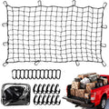 Truck Bed Cargo Net - 4' x 6' Stretches to 8' x 12', Heavy Duty Pickup Truck Bed Cargo Netting, Latex Bungee Net Mesh with Storage Bag, 12 Metal Carabiners, 12 ABS Hooks for SUV, Trailer, Roof Rack