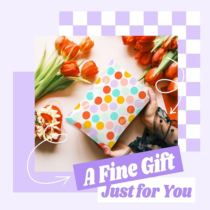 Metronic Poly Mailers 6x9 Inch 100pc Shipping Bags for Clothes,Self Adhesive Shipping Envelopes for Small Business,Waterproof Mailers Poly Bags for Shipping,Packaging Mailing Bags Color Polka Dots