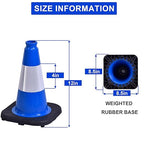 OrangeStar 12" Traffic Cones 4-Pack Blue Safety Cones with Reflective Collars, Heavy Duty Base for Driving Practice, Parking Lots, Construction, Flexible PVC, Indoor & Outdoor Use