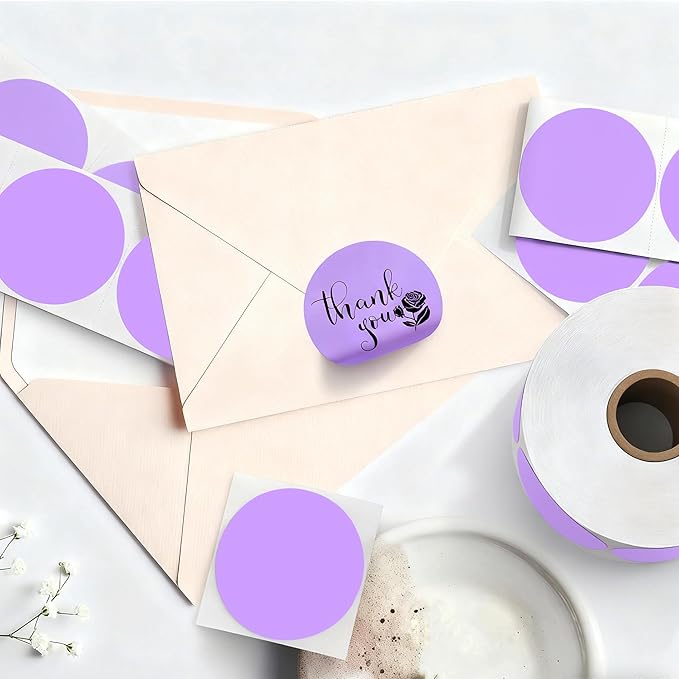 2 inch Dot Stickers Labels Circle Garage Sale Sticker 750Pcs Round Thermal Printer Stickers Printable Writable Price Labels for Yard Sale, Light Purple