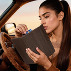 CoBak Leather Car Registration and Insurance Holder with Magnetic Compartment - Vehicle Glove Box Organizer for Driver License, Cards, Emergency Cash - Auto Truck Accessories Case, Dark Brown