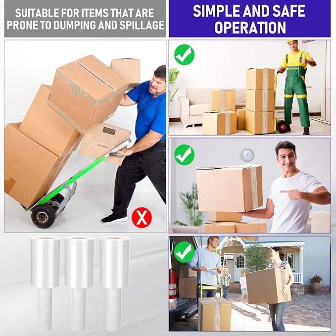 Sherr 5 Inch Stretch Shrink Film Roll Plastic Wrap for Moving Packing with Handle 800 Feet 80 Guage Thick Industrial Self-adhering for Packaging Furniture Luggage Supplies(Clear,12 Pack)