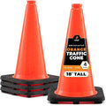 Xpose Safety 18 Inch Orange Traffic Cones, 4-Pack - Multipurpose PVC Plastic Safety Cone for Parking, Soccer, Caution, Kids and Construction - DOT Approved