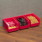 Akro-Mils 30210 AkroBins Plastic Storage Bins, Space-Saving Stackable Bins for Garage, Pantry, Craft Organization, 5-" x 4-" x 3-", Red, 24-Pack