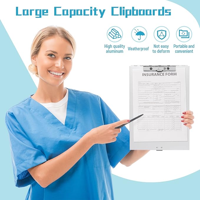 Seajan Aluminum Clipboard with Storage Metal Clip Board Folder Letter Size Form Holder Portfolio Clipboard Binder Clip Posse Box for Nurse Police Office Stationery Items 14 x 9.2 x 2 Inches (2)