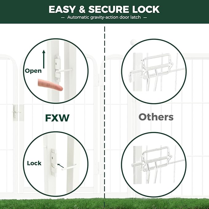 FXW Rollick Unleashed Dog Playpen for Indoor, Yard, RV Camping, 32 inch 48 Panels for Small and Medium Dogs, White│Patented