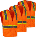 FONIRRA 3 Pack Hi Vis Safety Vest for Men with 8 Pockets,Hi Vis Reflective Mesh Vest for Men for Construction