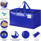 StorageRight Heavy Duty Moving Boxes-Moving Bags with Zipper, Reinforced Handles and Tag Pocket-Collapsible Moving Supplies-Totes for Storage Great for moving, Storage and Travel 93L(Blue-10 Pack)
