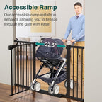 Cumbor 29.7-54.2" Wide Baby Gate for Stairs, Mom's Choice Awards Winner-Self Closing Dog Gate Indoor for Doorways, No Drilling Pressure Mounted Pet Gates for Kids, Easy Walk Through Safety Gate, Black
