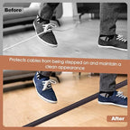 Floor Cord Cover for Wires on Floor Self Adhesive Cord Hider Floor Cable Management Wire Covers for Cords Protector Prevent Cable Trips Cord Cavity W 0.32" x H 0.32", Black Walnut, 3.3Ft