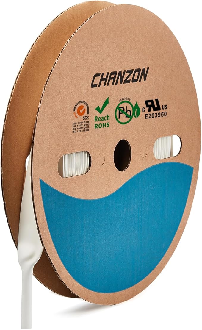 Chanzon 2:1 Ratio - 80Ft Roll - 9/16" (14mm) Heat Shrink Tubing 2:1(25M Total Length) White Polyolefin Sleeving Wrap Shrinking 2 to 1 1pcs