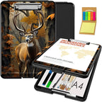 Clipboard with Storage,Office Supplies Nursing Clipboards Folder with Pen Holder Plastic Foldable Clip Board with Storage for Nurse Teacher,Camouflage Forest Deer